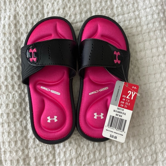 Girls under Armour US size 2y slides sandals 4D-foam NWT - Picture 2 of 4